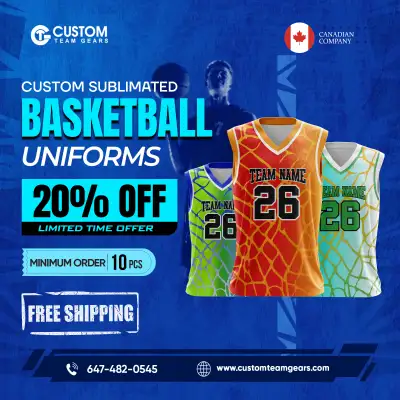 Custom Sublimated Basketball Jerseys in Gatineau, View more