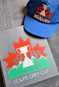 Vintage 1986 CFL Coupe Grey Cup Media Hat and 3-Ring Binder