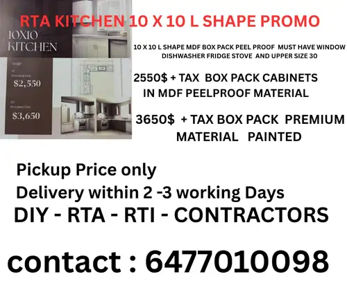 LIMITED-TIME DEAL! 10x10 RTA Kitchen Cabinets – 5X STRONGER Than "That Swedish Brand"! L-Shape Kitch...