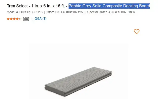 Trex Select Pebble Grey Composite Decking Boards539347345789440001