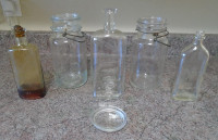 vintage and antique glass bottles and jars - all 6 for $35