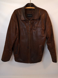 Vintage Brown Leather Bomber Jacket - Zip out Liner