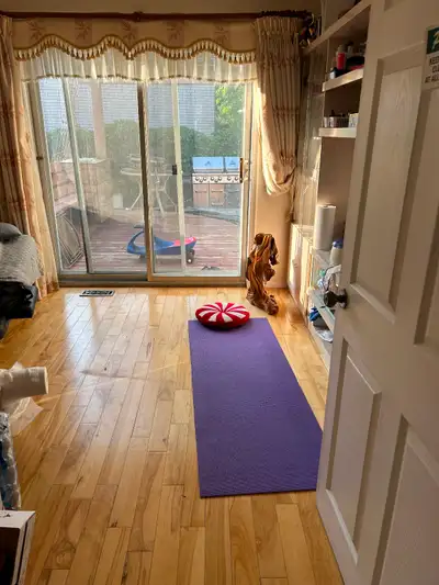 Unit One bedroom on main floor with slide door to private deck back yard, washroom and living room i...