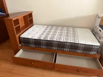 Free Bed with mattress- pick up only! Never used Moving out of province and need gone. Serious inqui...