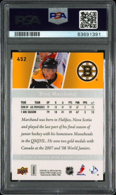 BRAD MARCHAND …. 2009-10 Young Guns ROOKIE .… RAW + PSA 8, 9, 10 in Arts & Collectibles in City of Halifax - Image 3