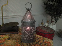 VINTAGE STYLE PUNCHED TIN 13" LANTERN - Revere style -ELECTRIC