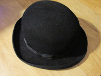 BAILEY English Bowler Derby Hat Black Vintage Genuine Fur Felt