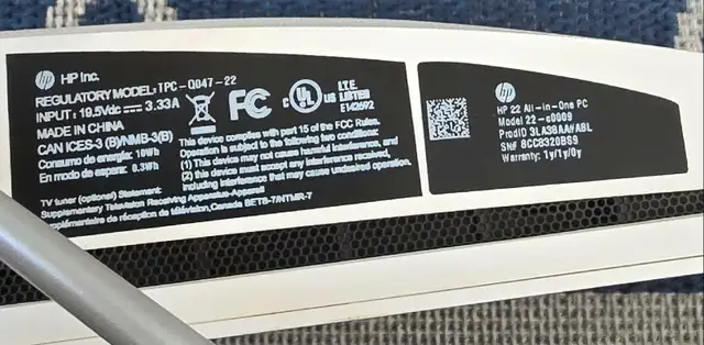 HP All-in-One computer - model 22-c000962863283394690123
