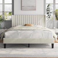 Queen Bed Frame Upholstered Platform Bed with Fabric Headboard,  Markham / York Region Toronto (GTA) Preview