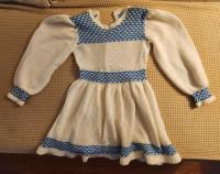 Girl Hand Made White & Blue Dress