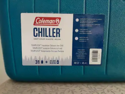 For sale: A perfect, looking New, used once COLEMAN COOLER CHILLER 48 QT, 45.4 LITERS 2-WAY HANDLES...
