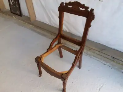 Two Antique EastLake Chairs. Circa 1880-1890's. Ready for re-upholstering. The wood work is in very...