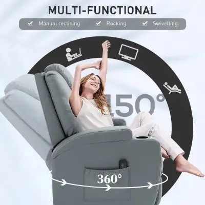 Massage Recliner Chair Leather Swivel Rocker Manual Reclining Ch, View more