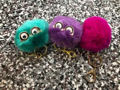 Cute fuzzy ball clips for your bag or purses - BRAND NEW, View more
