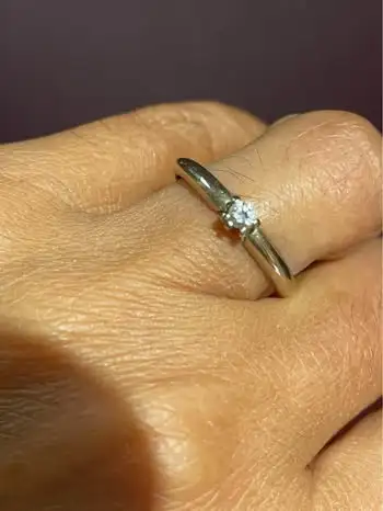 Real Diamonds in 14K White Gold Engagement or Promising Ring, View more