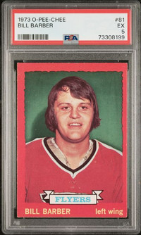 BILL BARBER …. 1973-74 O-Pee-Chee …. ROOKIE CARD …. PSA 5