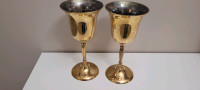 2 vintage Solid Brass Goblets