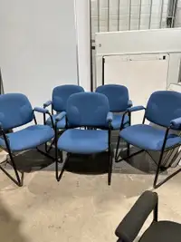 Matching Blue Reception Chairs, with arms, sled bottom