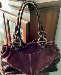 FRANCESCO BIASIA SUEDE WITH PATENT PURPLE LEATHER BAG EXCELLENT