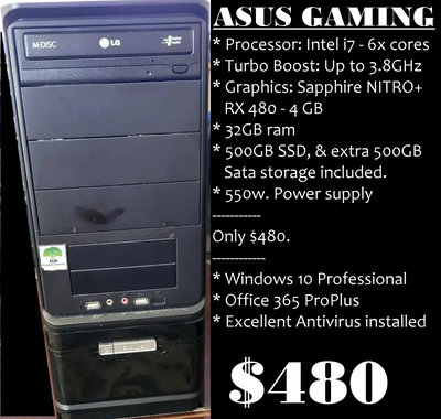 GAMING, SCHOOL, WORK computers for sale, EXCELLENT running, a, View more