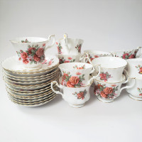 14 Royal Albert Centennial Rose Bone China Tea Cups and Saucers