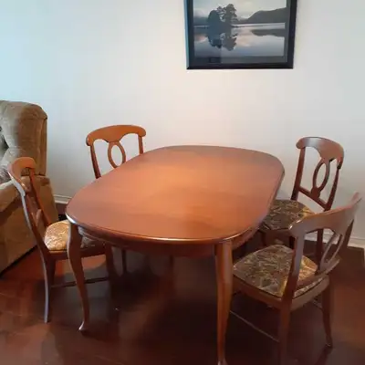 Beech veneer dining table & 4 chairs, View more