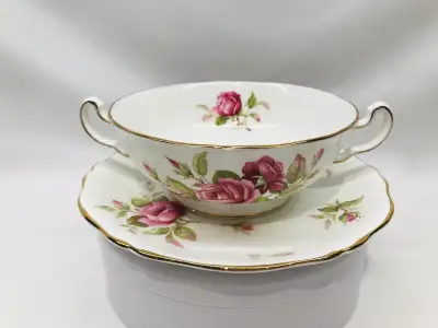 Adderley Pink Rose Cream Soup Bowl And Saucer H463 $39 Each, View more