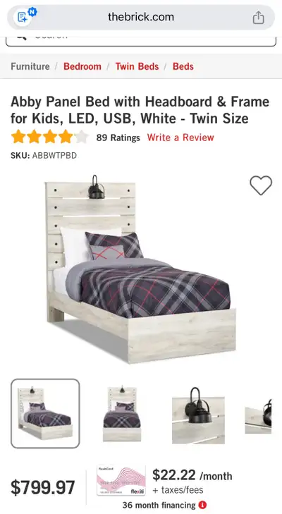 Brick Abby Twin Bed, View more