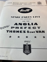 VINTAGE 1953 UP FACTORY SPARE PARTS LIST FOR ANGLIA PREFECT THAM