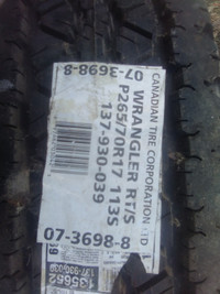 Unused Goodyear Wrangler RTS 265/70/17 never mounted.