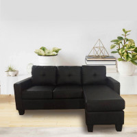 New Stylish Living Room Sofa Set L-Shaped Black In Sale