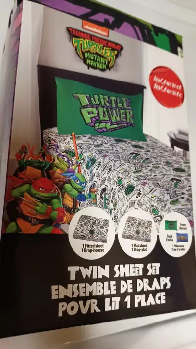 Ensemble tout neuf de draps Turtle Power (pour lit simple), View more