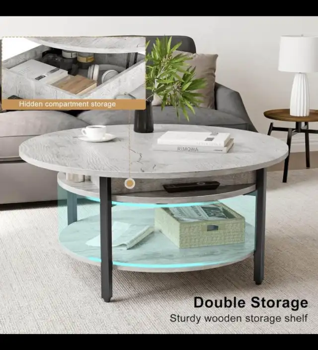 FABATO Round Lift Top Coffee Table witStorage and Hidden Compar in Coffee Tables in Hamilton - Image 7