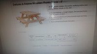 Deluxe New Picnic Table to be assembled with tools and hardware