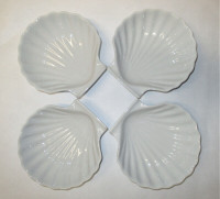 Vintage 4-Pcs New Handmade Scallop Shell Porcelain Ceramic Plate