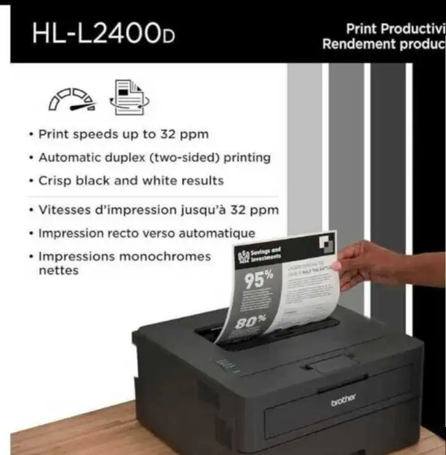 Brother HLL2400D Monochrome All-In-One Laser Printer in Printers, Scanners & Fax in Mississauga / Peel Region - Image 9