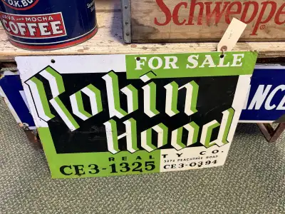 single sided painted tin Robin Hood sign , View more