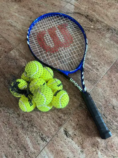 Junior Wilson Tennis Racquet including 10 New Tennis Balls, View more