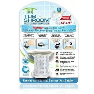 TUBSHROOM REVOLUTIONARY TUB DRAIN HAIR CATCHER (WHITE), View more