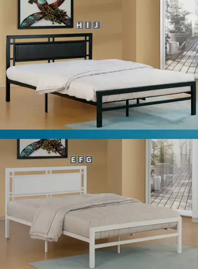 Heavy-Duty Metal Bed frame Available in Single/Twin, View more
