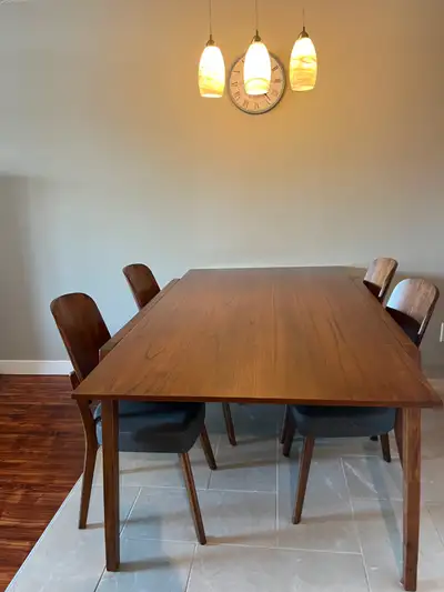 Modern Wood Dining Table + 4 Chairs - like brand new $490 only!!, View more