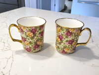 2 Royal Albert Old Country Roses CHINTZ Mugs with GOLD Trim