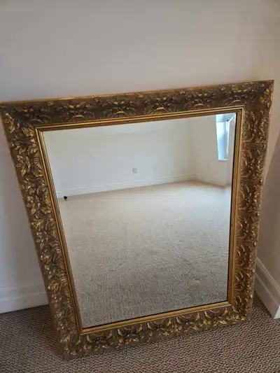 Ornate Gold Wood Frame Mirror circa 1980, View more
