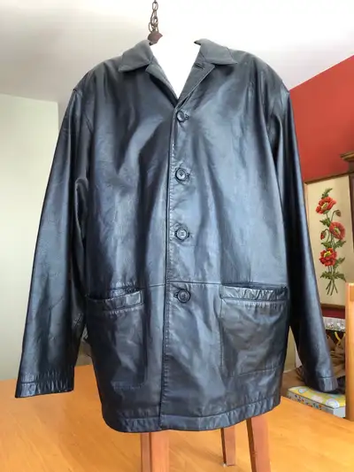 XL Men’s Black Leather Jacket, View more