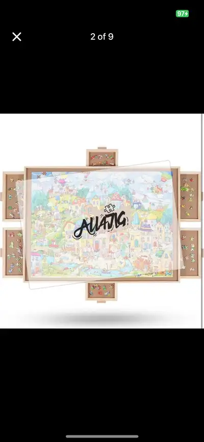 Brand new sealed Available in stock 1500 Pieces Rotating Puzzle Board with 6 Drawers and Cover,25"x3...
