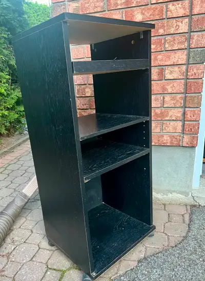 Dimensions: 18.5" L x 43" H x 16" D Adjustable 4Tiers, on wheels Stable Organizer Stand for Books, C...