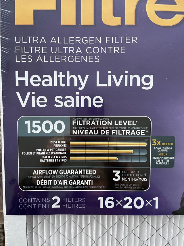 Filtrate Ultra Allergen Filters 16x20x1 in Heaters, Humidifiers & Dehumidifiers in Ottawa - Image 3
