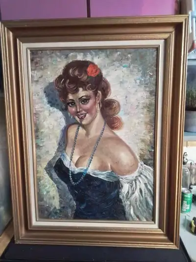Vintage Oil Painting of Woman, View more