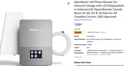 Cell Phone Booster for House & Cottage, Boosts 3G 4G LTE 5G for, View more