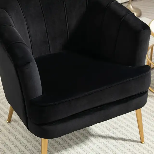 Fabric Armchair, Modern Accent Chair with Gold Metal Legs for Li in Chairs & Recliners in Markham / York Region - Image 8